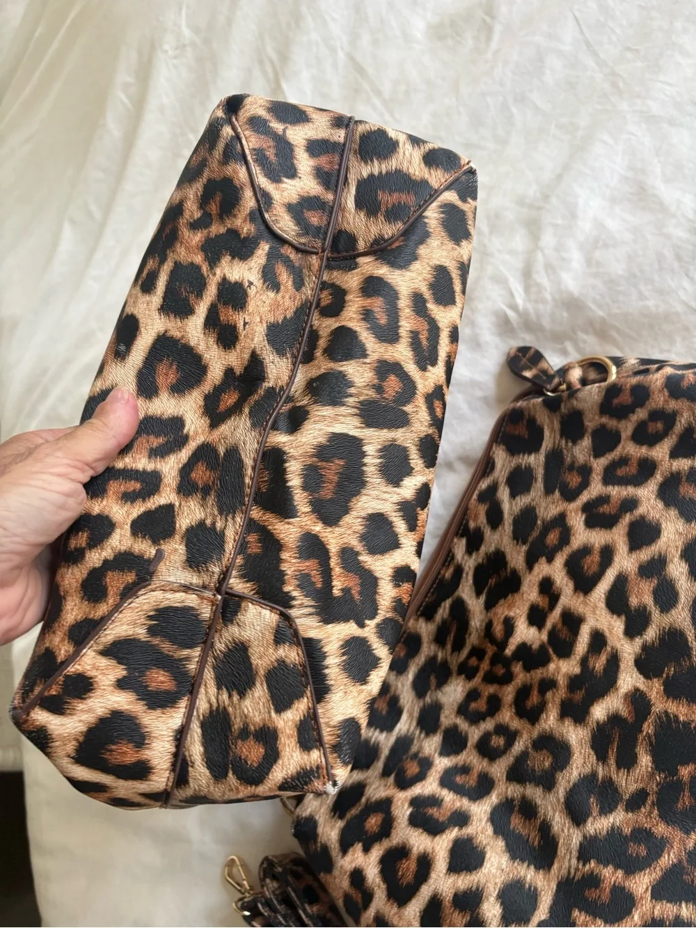 Leopard Print Tote and new Pouch Set - includes long strap